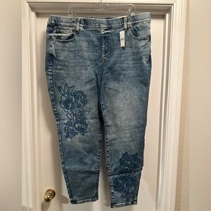 Lane Bryant Blue Floral Jeans